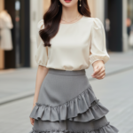 Chân dung thanh lịch của cô gái trẻ trong phố thị sang trọng