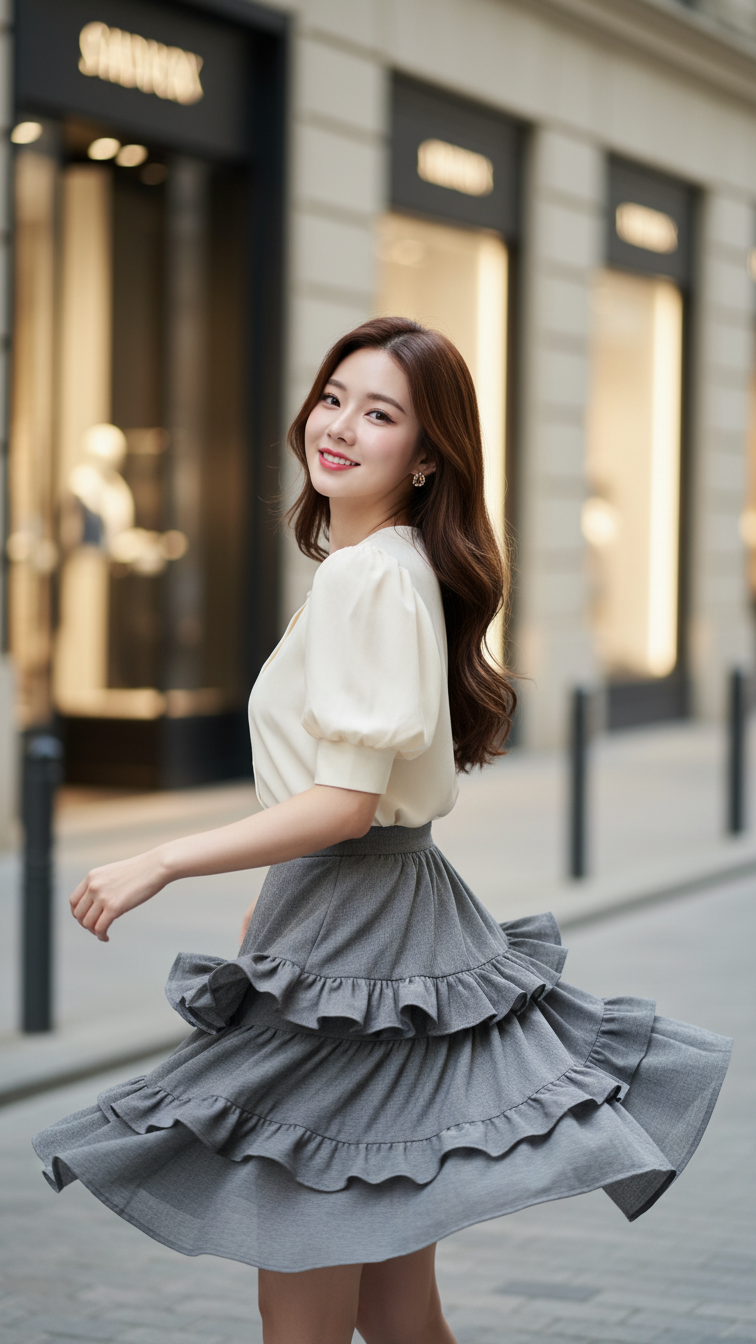 Tạo hình chân dung cô gái trẻ tự tin với phong cách sang trọng giữa phố thị hiện đại