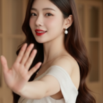 Vẽ chân dung thực tế của cô gái trẻ với biểu cảm vui vẻ và dáng vẻ tự nhiên