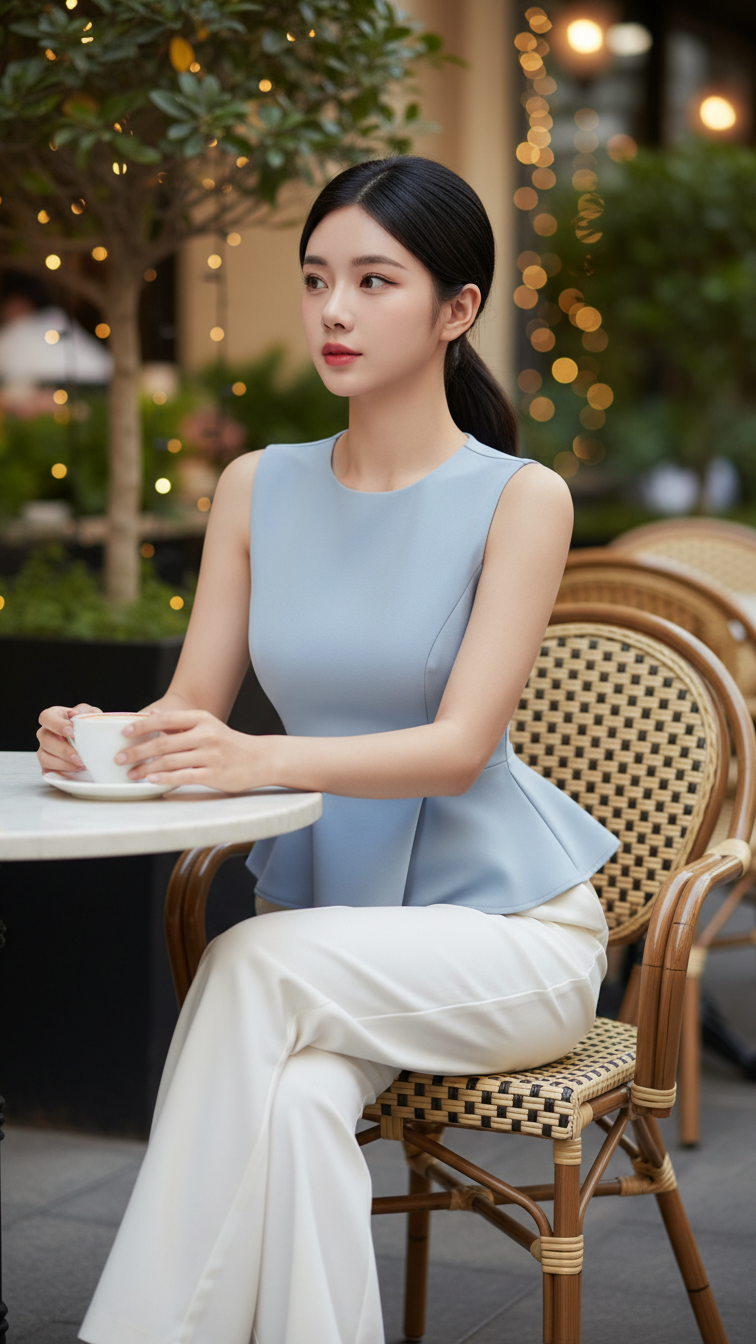 Khám Phá Vẻ Đẹp Tự Nhiên Của Cô Gái Á Đông Tại Quán Cafe Sang Trọng