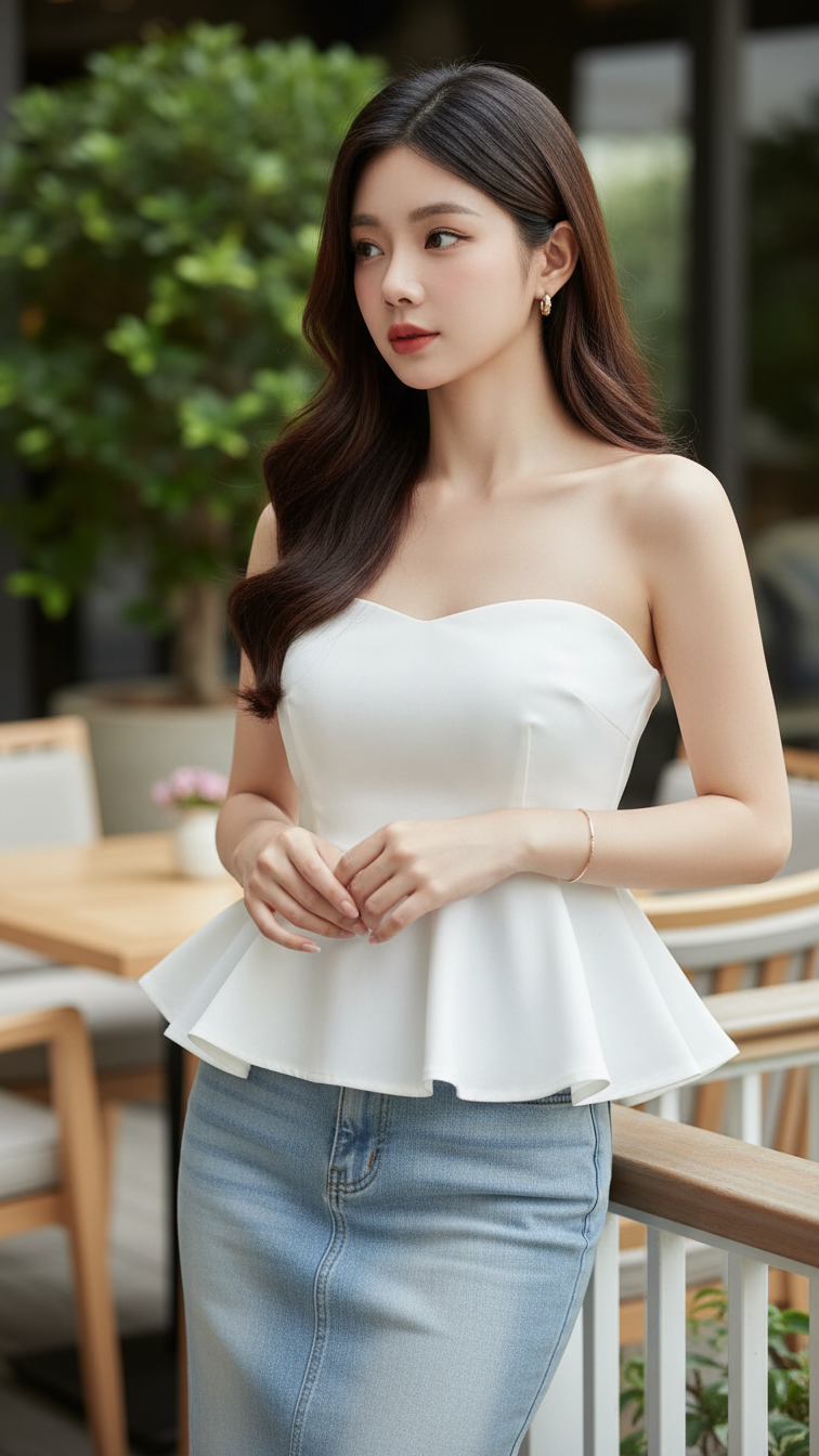 Tạo chân dung nữ sinh tự tin và thanh lịch trong không gian cafe sang trọng