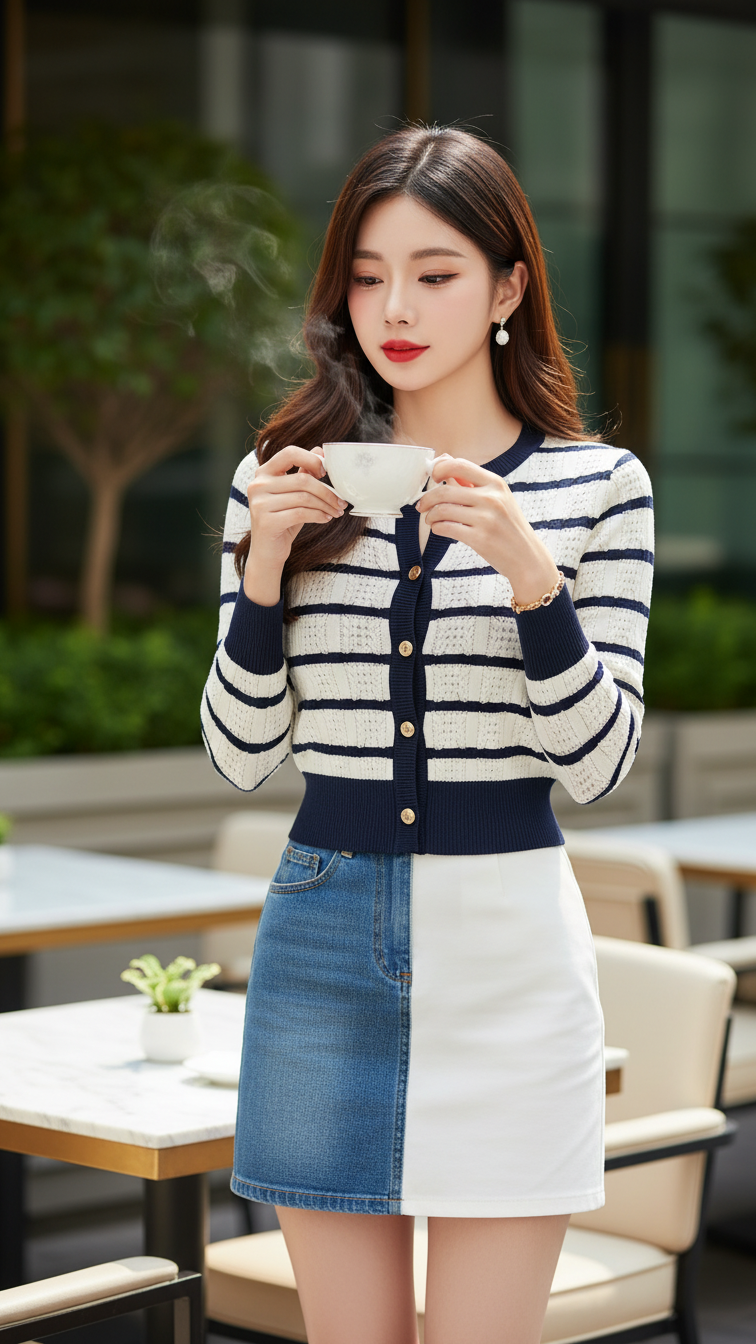 Chân dung người phụ nữ trẻ thanh lịch trong không gian quán cà phê sang trọng