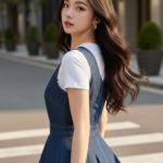 Chân dung thực tế của cô gái trẻ trong không gian phố hiện đại