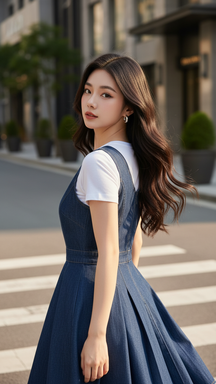 Chân dung thực tế của cô gái trẻ trong không gian phố hiện đại