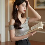 Vẽ chân dung thực tế của cô gái trẻ với biểu cảm tự nhiên và góc nhìn độc đáo