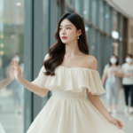 Chân dung thanh lịch của cô gái trẻ giữa không gian hiện đại bừng sáng ánh nắng