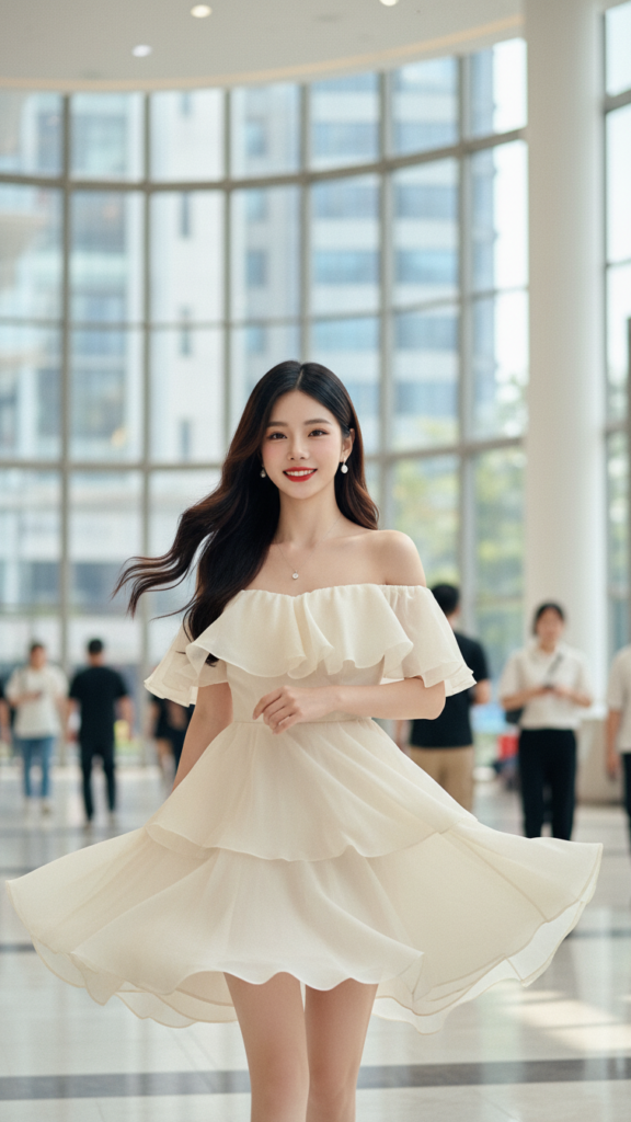 Chân dung cuốn hút của cô gái trẻ trong không gian mua sắm hiện đại