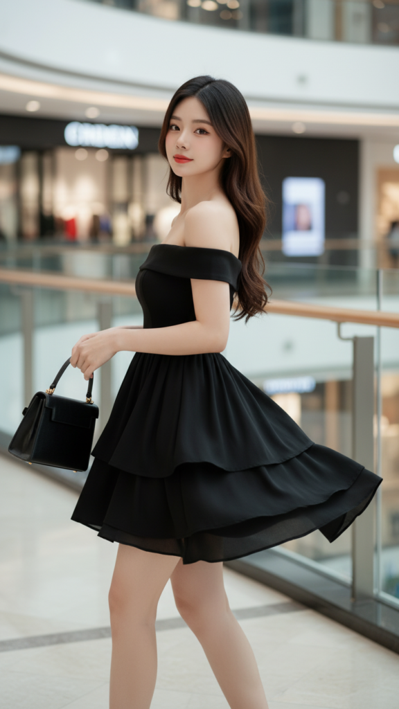 Chân dung quý cô 18-25 tự tin trong bộ váy thanh lịch tại trung tâm mua sắm