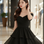 Chân dung cô gái trẻ tự tin và quyến rũ tại trung tâm mua sắm sang trọng