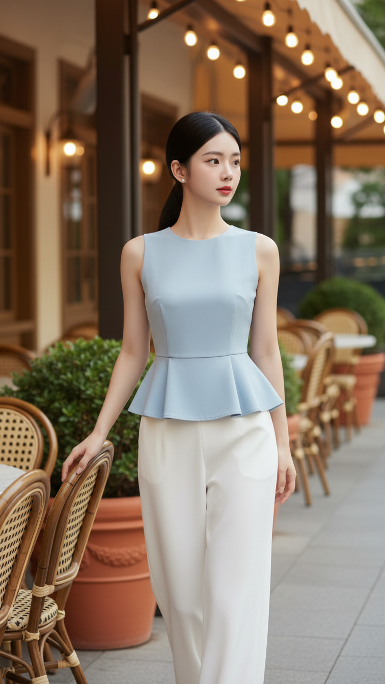 Vẻ đẹp tựa như tranh vẽ của cô gái trẻ tại quán cafe sang trọng