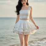 Hình ảnh chân thực của cô gái Á Đông với vẻ đẹp thanh lịch bên bờ biển