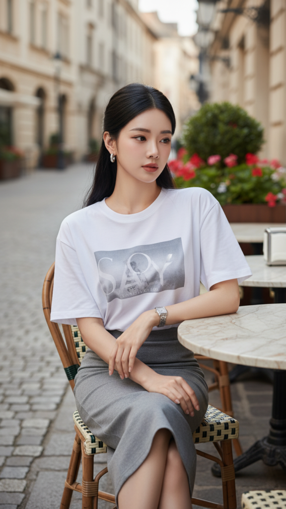 Chân dung thanh lịch của cô gái trẻ trong không gian quán cafe sang trọng