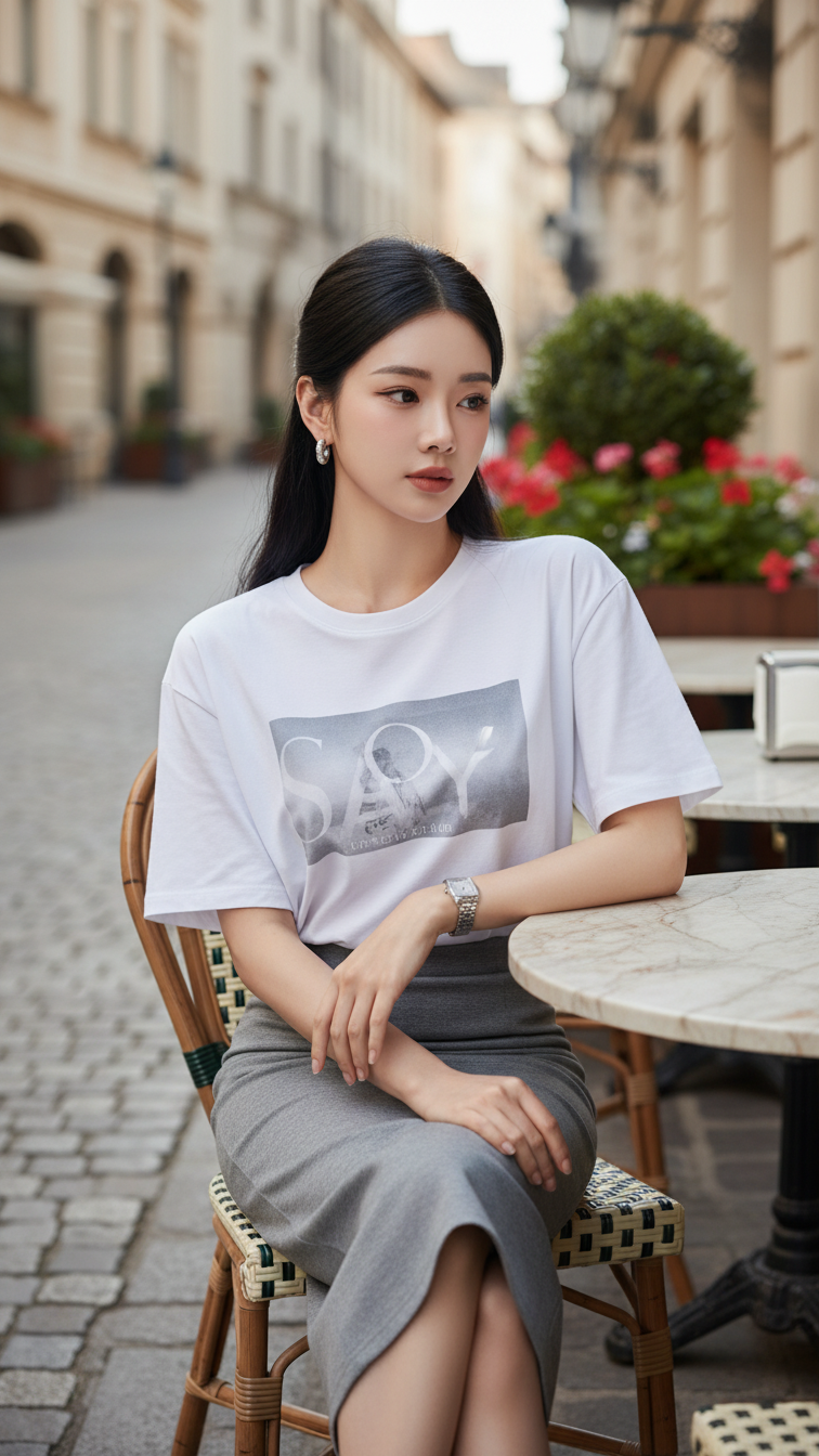 Chân dung thanh lịch của cô gái trẻ trong không gian quán cafe sang trọng