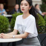 Chân dung thanh lịch của cô gái trẻ giữa không gian quán cà phê sang trọng