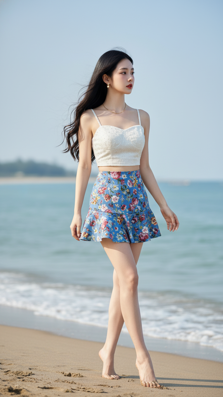 Chân dung cô gái hiện đại bên bờ biển gợi cảm hứng thời trang mùa hè