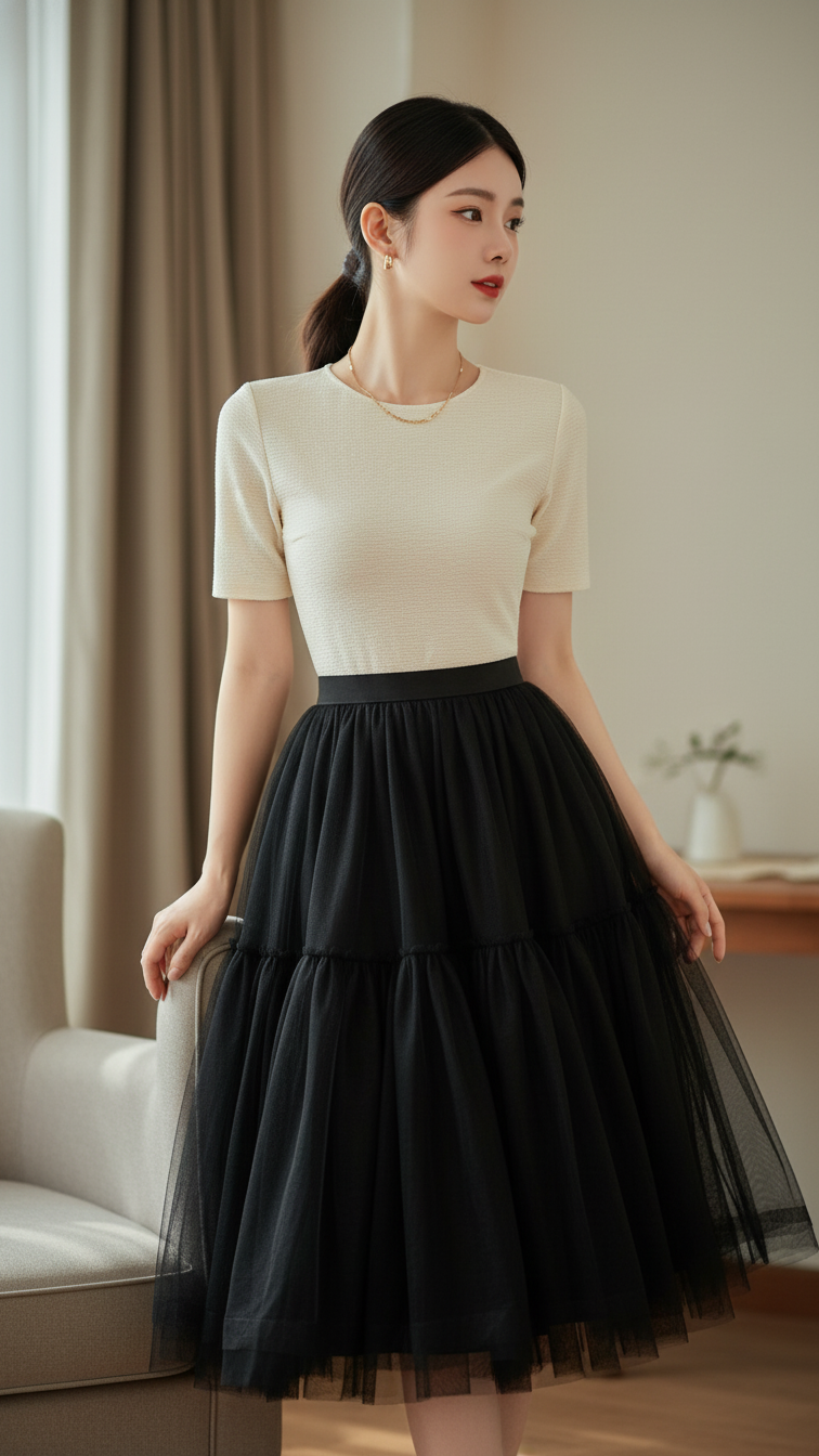 Chân dung cô gái trẻ tự tin với phong cách hiện đại và trang phục tinh tế.