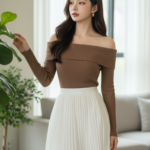 Chân dung thanh lịch của cô gái trẻ trong không gian ấm cúng và tự nhiên