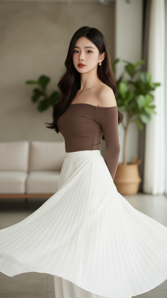 Tạo chân dung sắc nét của cô gái trẻ thanh lịch và tự nhiên trong trang phục tinh tế