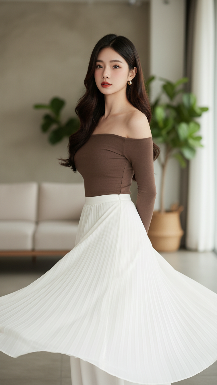 Tạo chân dung sắc nét của cô gái trẻ thanh lịch và tự nhiên trong trang phục tinh tế