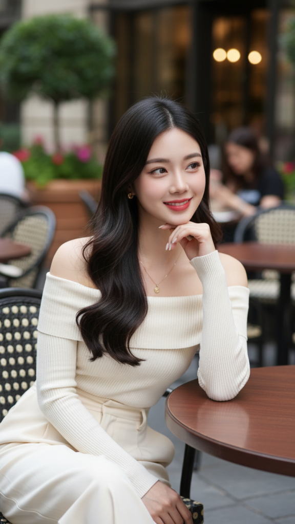 Bức chân dung đẹp của cô gái trẻ giữa không gian cafe sang trọng