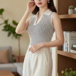 Chân dung nữ thanh niên tự tin và thanh lịch với phong cách thời trang tối giản