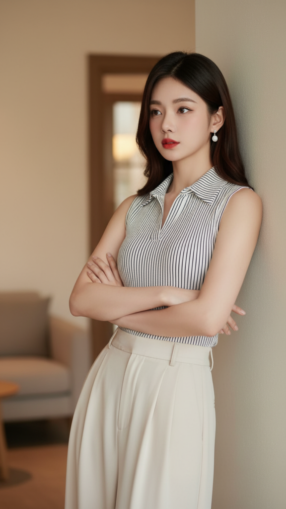 Chân dung tự tin của cô gái trẻ với phong cách thanh lịch và hiện đại.