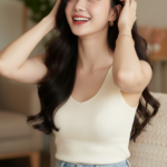 Chân dung cô gái trẻ tự tin và thanh lịch trong không gian ấm cúng tại homestay