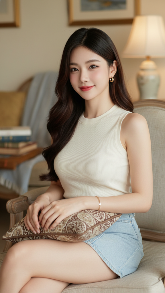 Chân dung cô gái trẻ tự tin và tinh tế trong không gian ấm cúng