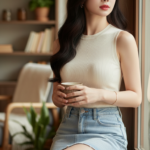 Chân dung nữ thanh niên thanh lịch trong không gian ấm cúng và phong cách trẻ trung