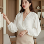 Chân dung cô gái trẻ thanh lịch trong không gian ấm cúng phong cách hiện đại