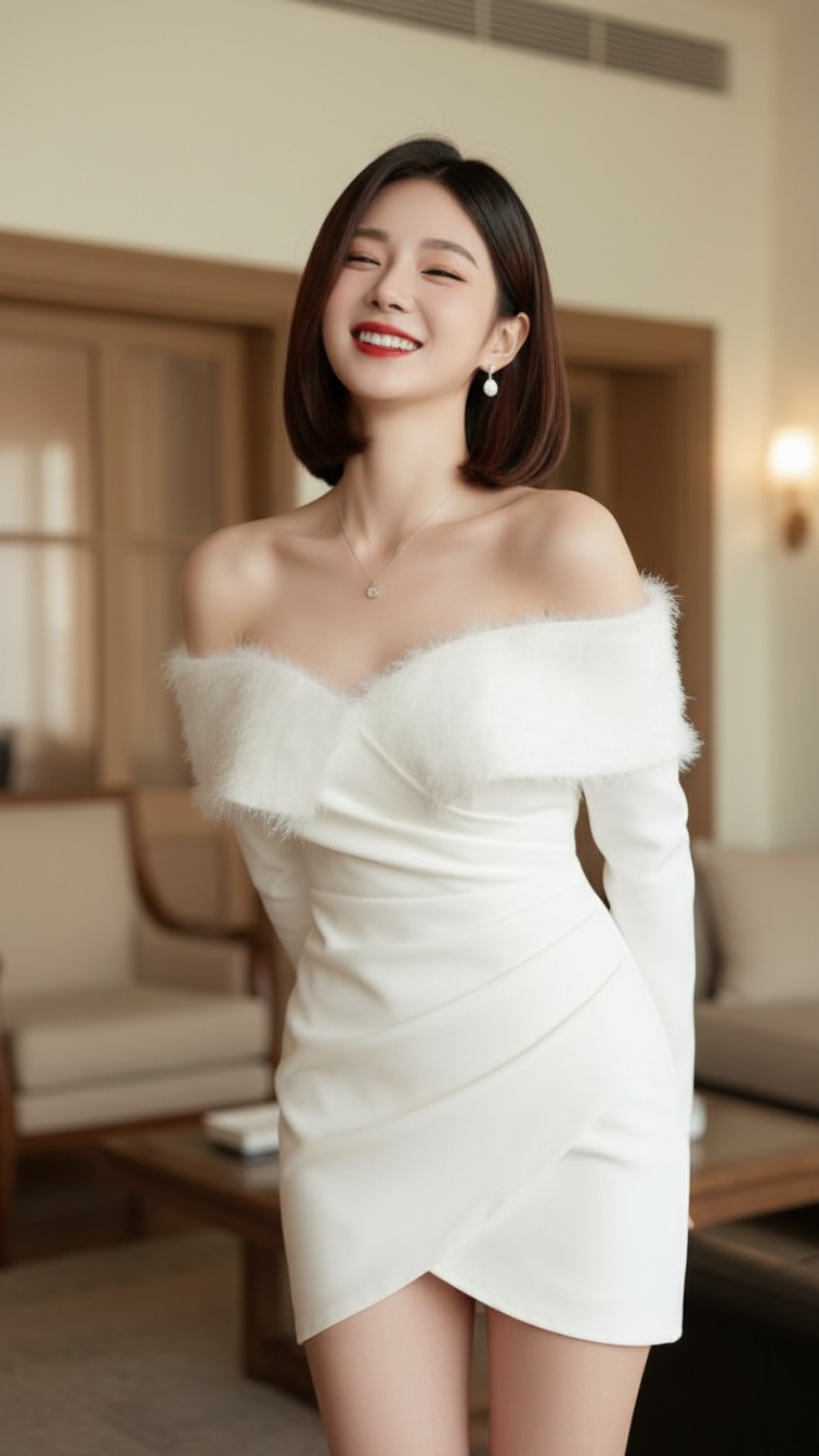 Chân dung quyến rũ của cô gái trẻ trong không gian ấm áp và thanh lịch