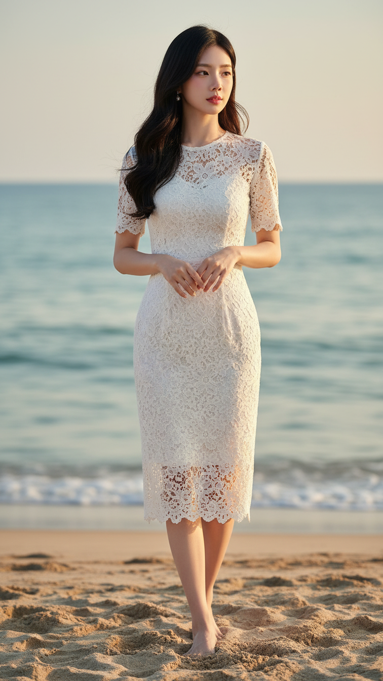 Chân dung thiếu nữ tự tin bên bờ biển với phong cách thanh lịch và hiện đại