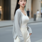 Chân dung thanh lịch của cô gái trẻ giữa phố xá hiện đại và sang trọng