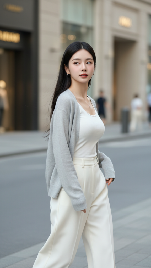 Chân dung thanh lịch của cô gái trẻ giữa phố xá hiện đại và sang trọng