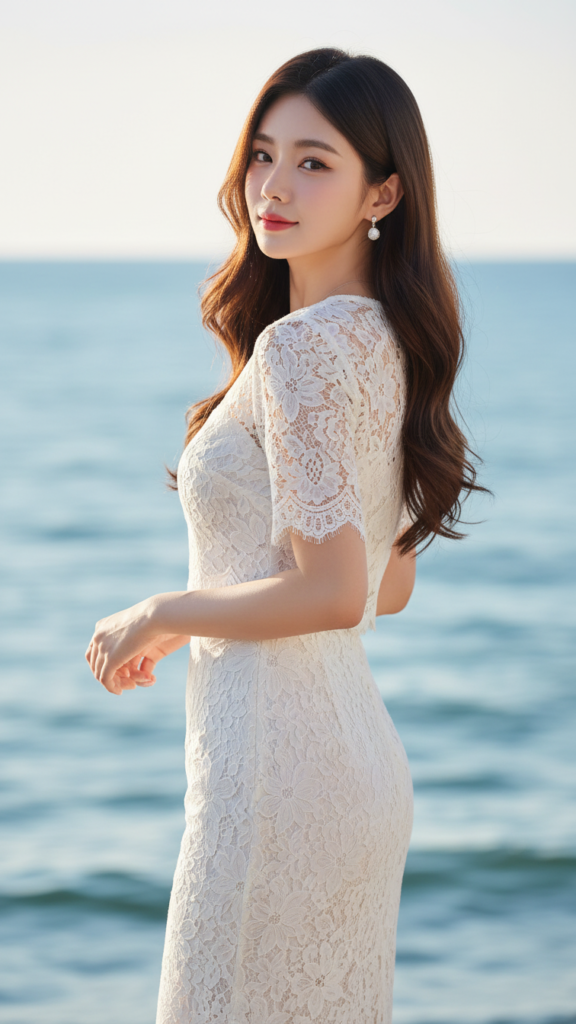 Tạo chân dung hiện thực của cô gái trẻ tại bờ biển tuyệt đẹp