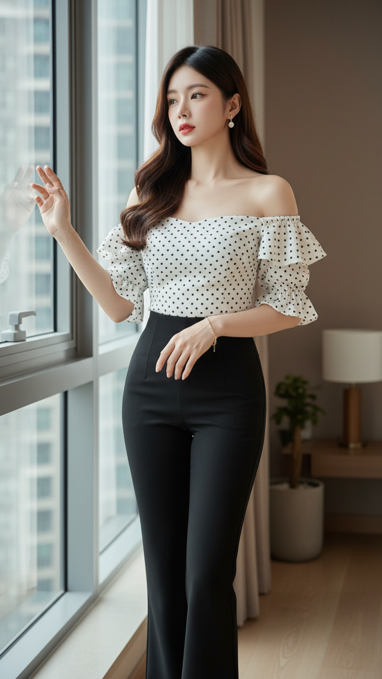 Chân dung thời thượng của cô gái trẻ trong không gian hiện đại và tinh tế