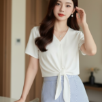 Chân dung thời trang của cô gái trẻ thanh lịch và tự tin trong không gian tối giản