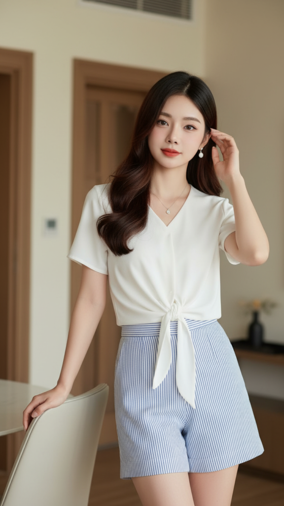 Chân dung thời trang của cô gái trẻ thanh lịch và tự tin trong không gian tối giản