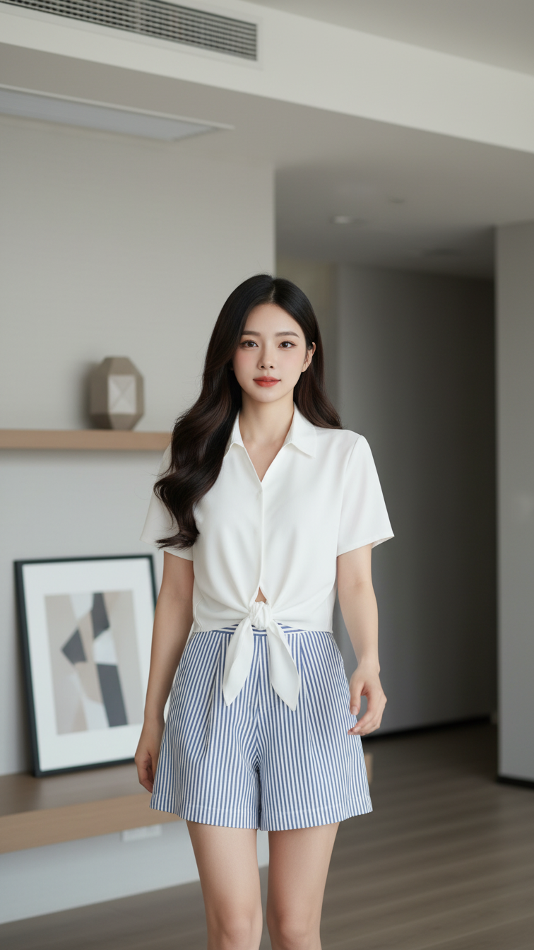 Chân dung thanh lịch của cô gái trẻ trong không gian hiện đại và nhẹ nhàng