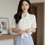 Chân dung thanh lịch của cô gái trẻ trong không gian hiện đại và tinh tế.