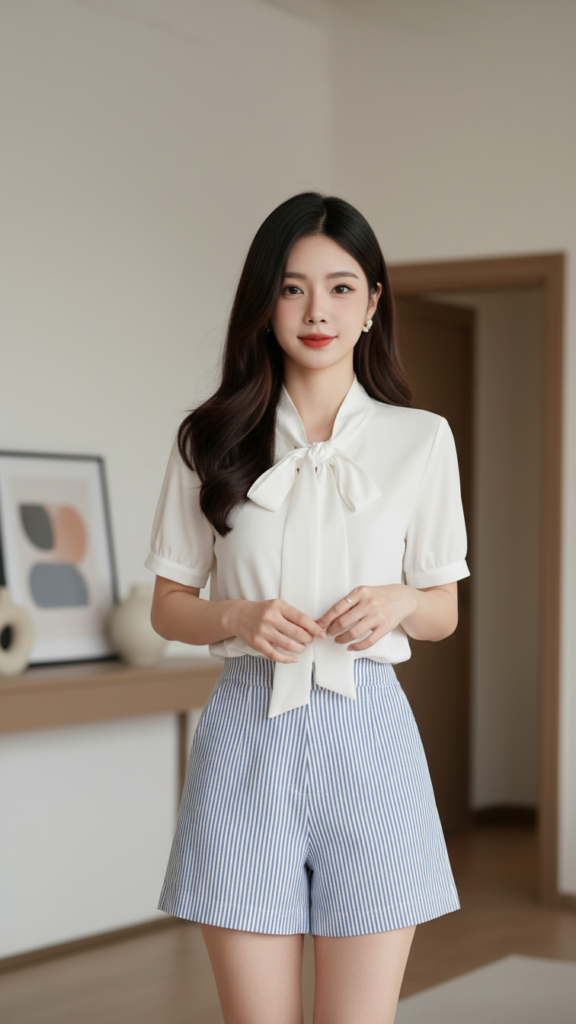 Chân dung thanh lịch của cô gái trẻ trong không gian hiện đại và tinh tế.