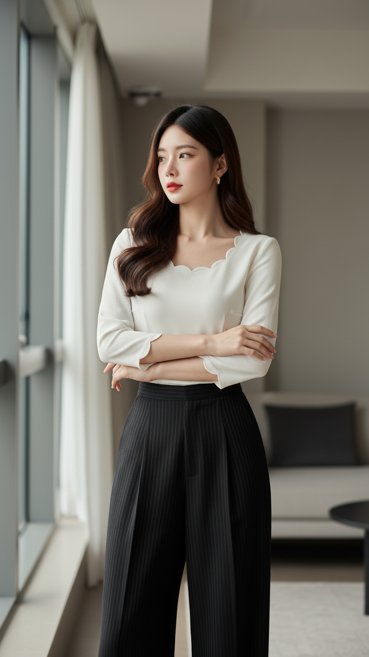 Chân dung sắc nét của cô gái trẻ với phong cách thanh lịch và hiện đại