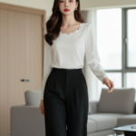 Chân dung thanh lịch của cô gái trẻ trong không gian hiện đại và tinh tế