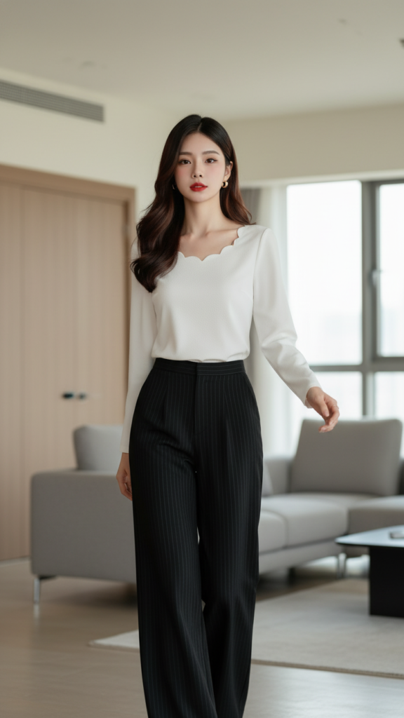 Chân dung thanh lịch của cô gái trẻ trong không gian hiện đại và tinh tế