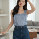 Chân dung cô gái trẻ hiện đại trong không gian tối giản và thời trang tinh tế