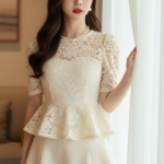 Chân dung thanh lịch của cô gái trẻ trong không gian sống ấm cúng