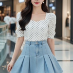 Chân dung thanh lịch của cô gái châu Á tại trung tâm mua sắm hiện đại