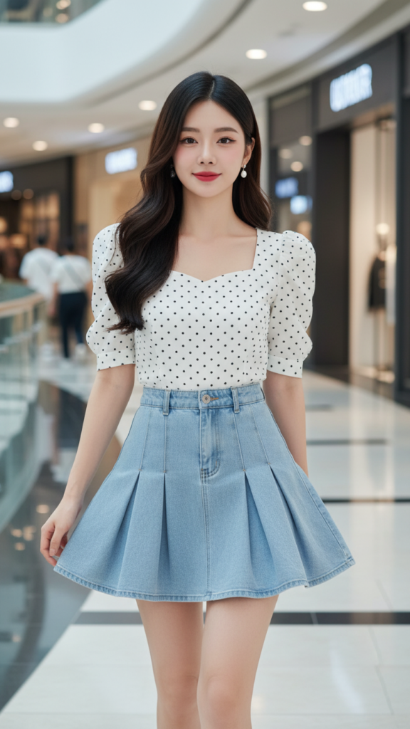 Chân dung thanh lịch của cô gái châu Á tại trung tâm mua sắm hiện đại