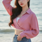 Chân dung cô gái trẻ bên bãi biển với phong cách tự tin và thanh lịch