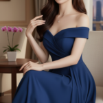 Tạo chân dung thực tế của một cô gái trẻ ngồi nghiêng đầy thu hút và tự nhiên